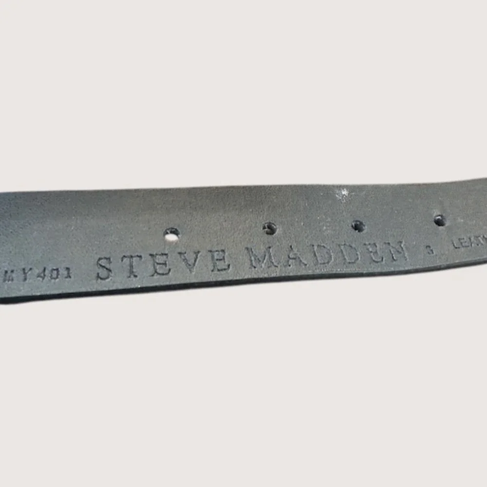 Steve Madden Womens Black Leather Studded Belt‎ Turquoise Accents MY401 Size S